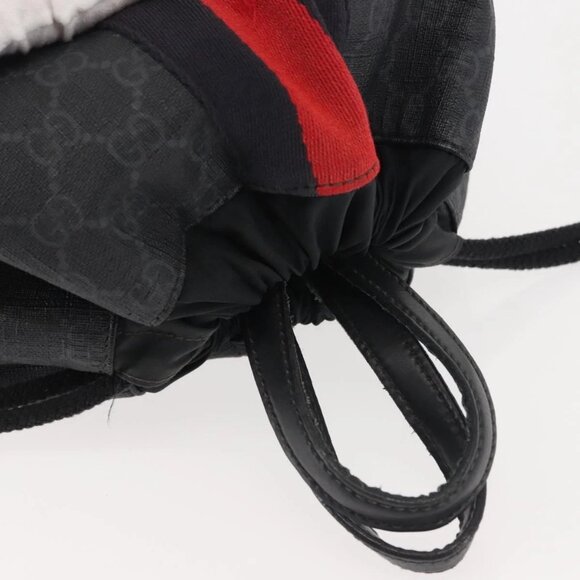 GUCCI GG Supreme Sherry Line Backpack PVC Black Auth BA5738 - Picture 8 of 15